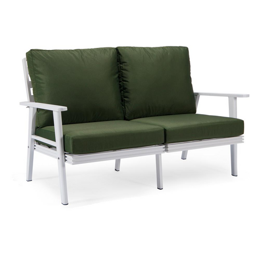 Outdoor Patio Loveseat with White Aluminum Frame - Weather-Resistant and Cozy