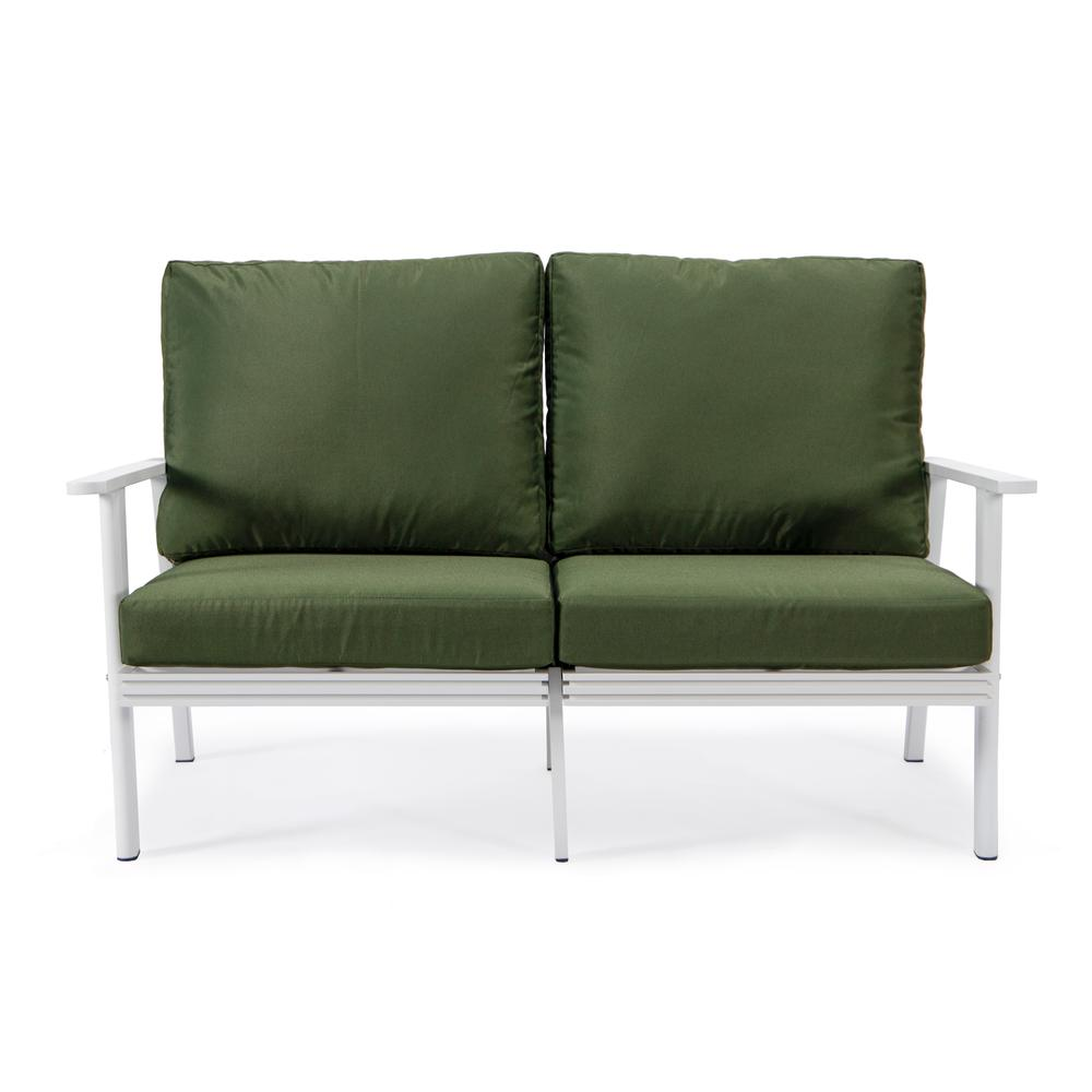 Outdoor Patio Loveseat with White Aluminum Frame - Weather-Resistant and Cozy
