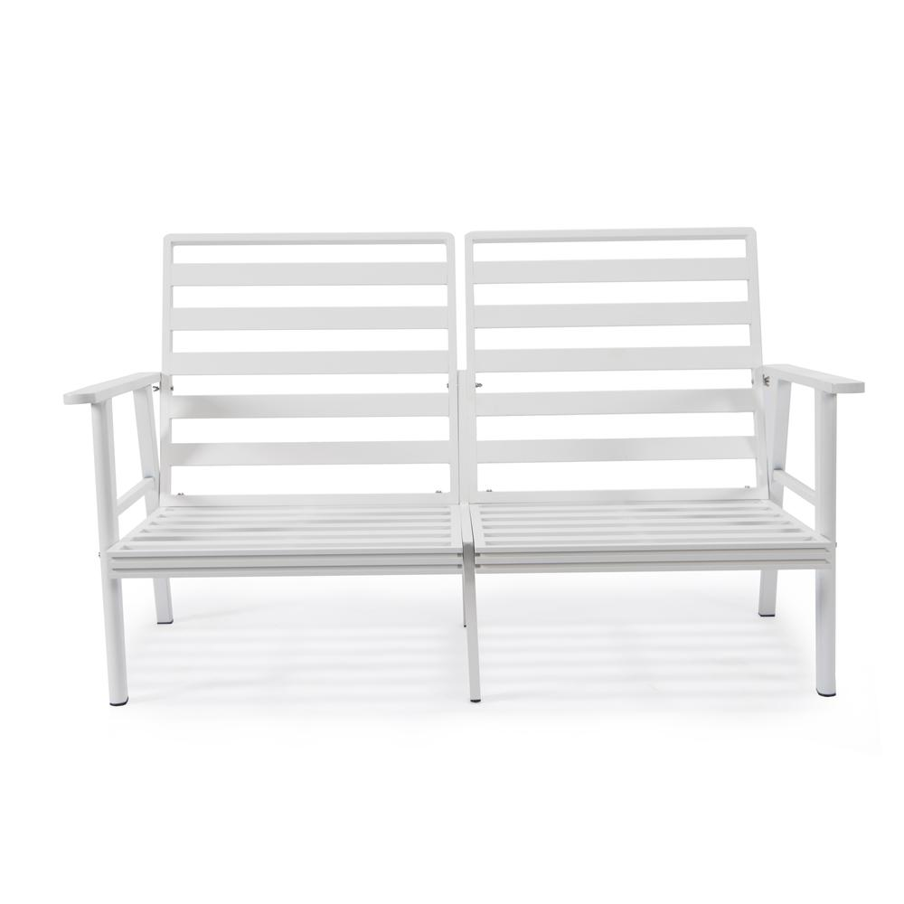 Outdoor Patio Loveseat with White Aluminum Frame - Weather-Resistant and Cozy