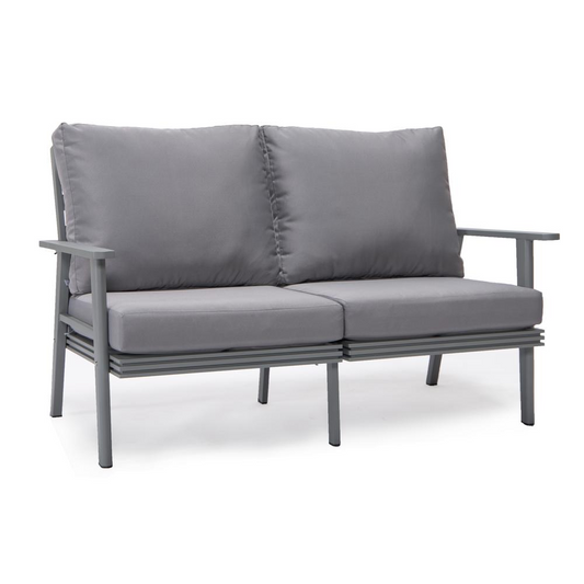Outdoor Patio Loveseat with Gray Aluminum Frame - Weather Resistant and Comfortable