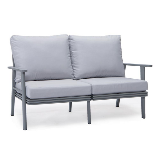 Outdoor Patio Loveseat with Gray Aluminum Frame - Weather-resistant and Comfortable