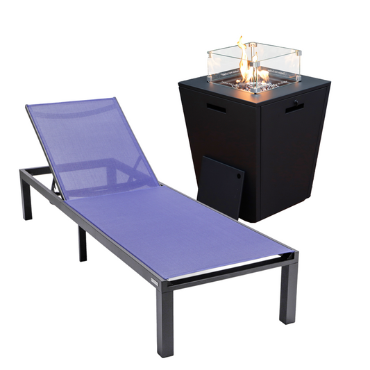 Black Aluminum Outdoor Patio Chaise Lounge Chair