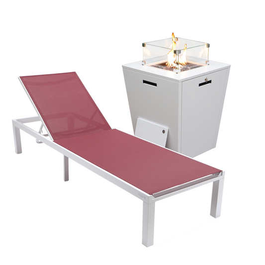 White Aluminum Outdoor Patio Chaise Lounge Chair