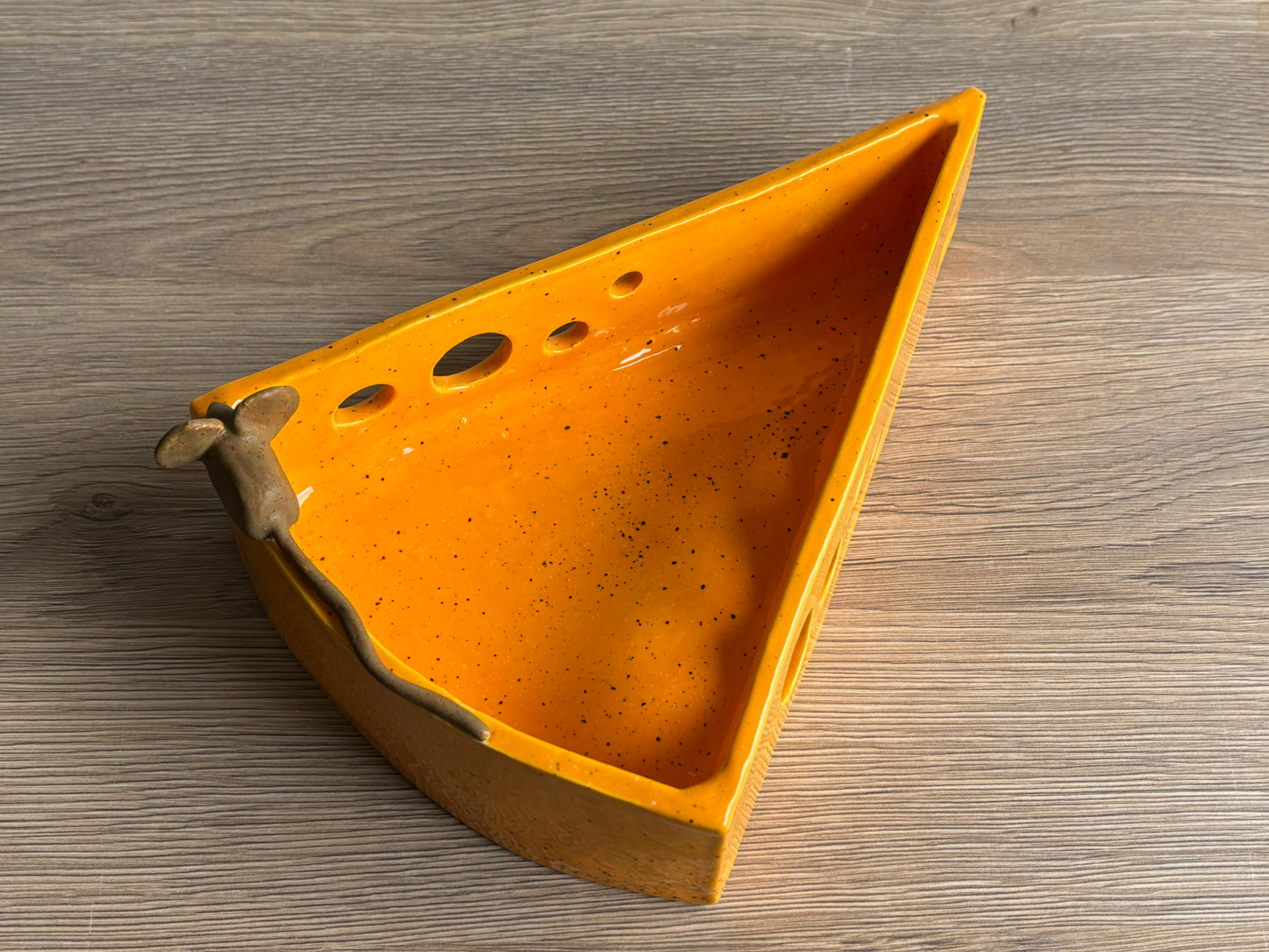 Handmade Cheese and Cracker Dish - Unique Style, Yellow Glaze, 10 Inches x 4 Inches