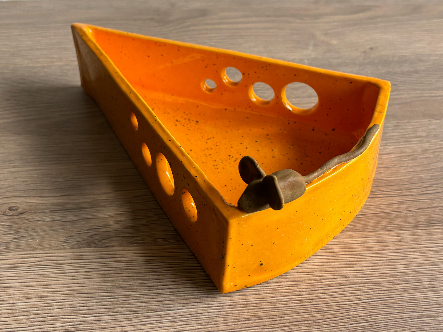 Handmade Cheese and Cracker Dish - Unique Style, Yellow Glaze, 10 Inches x 4 Inches