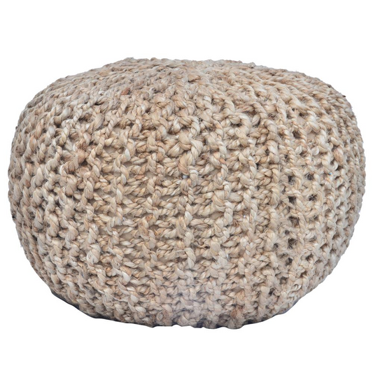 Crestview 18" X 18" X 18" Jute Handmade Pouf EVFNR1088 - Stylish and Durable Home Decor
