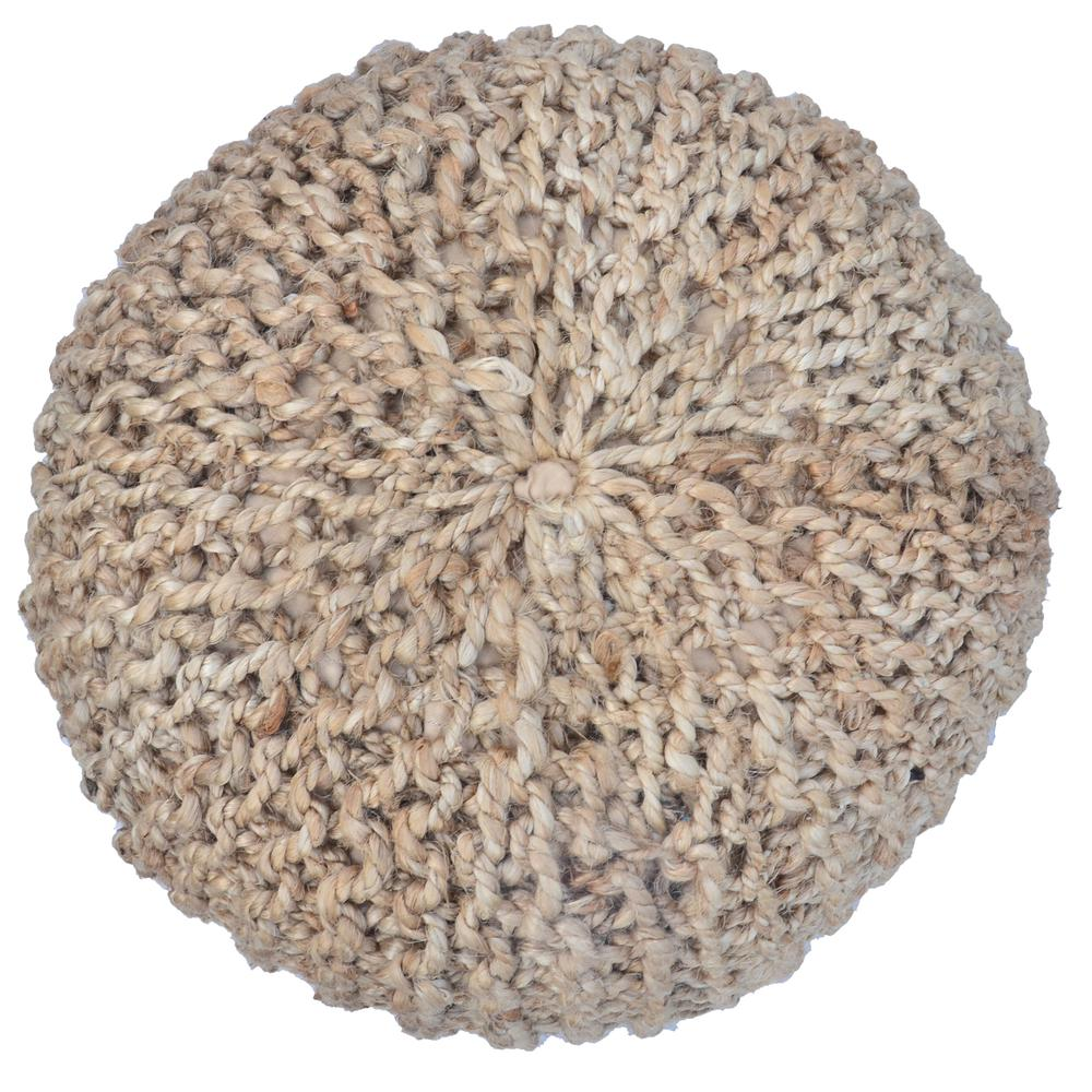 Crestview 18" X 18" X 18" Jute Handmade Pouf EVFNR1088 - Stylish and Durable Home Decor