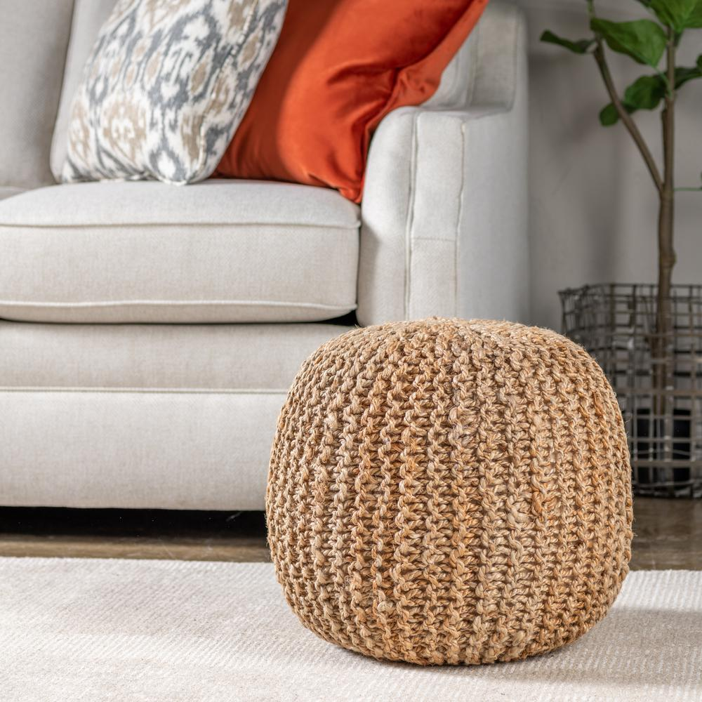 Crestview 18" X 18" X 18" Jute Handmade Pouf EVFNR1088 - Stylish and Durable Home Decor