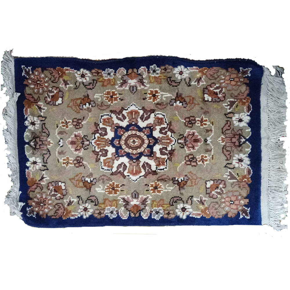 Persian Bokhara Handmade Navy Woolen Rug - Authentic, Hand-Knotted Area Rug