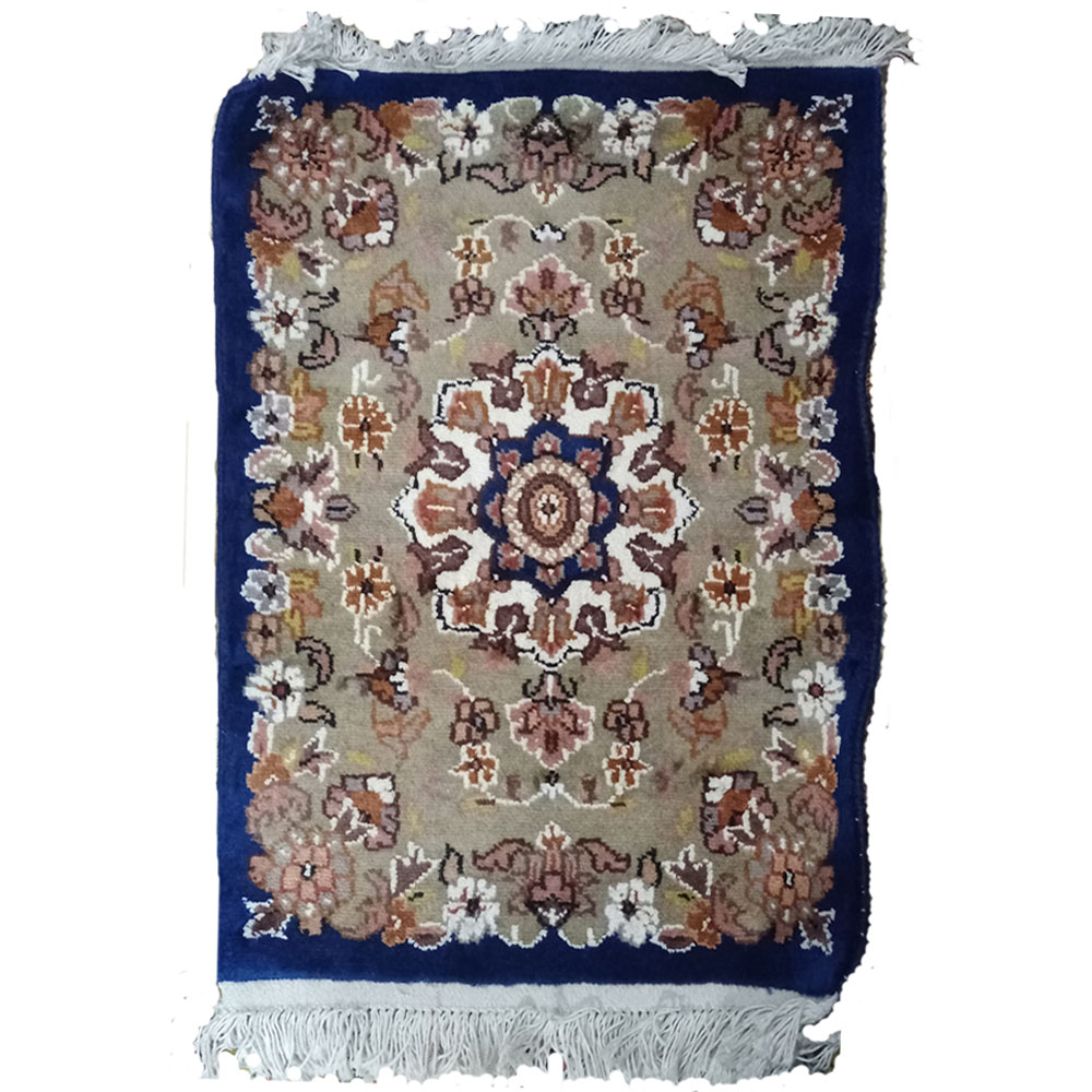 Persian Bokhara Handmade Navy Woolen Rug - Authentic, Hand-Knotted Area Rug
