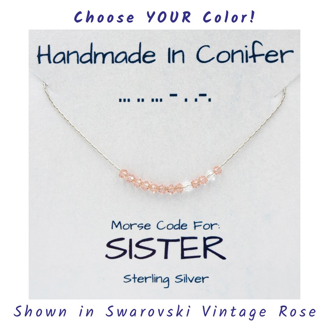 Handmade SISTER Morse Code Sterling Silver Necklace | Eco-Friendly Jewelry | Adjustable Length | Hypoallergenic & Nickel-Free