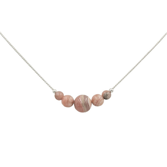 Handmade Rhodochrosite Sterling Silver Necklace | Eco-Friendly Jewelry | Adjustable Length | Hypoallergenic & Nickel-Free | Natural Stone