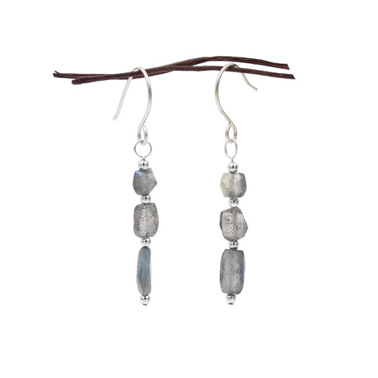 Handmade Iridescent Labradorite Sterling Silver Earrings