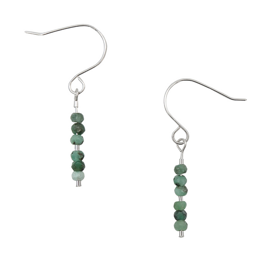 Handmade Emerald Columns Sterling Silver Earrings | May Birthstone