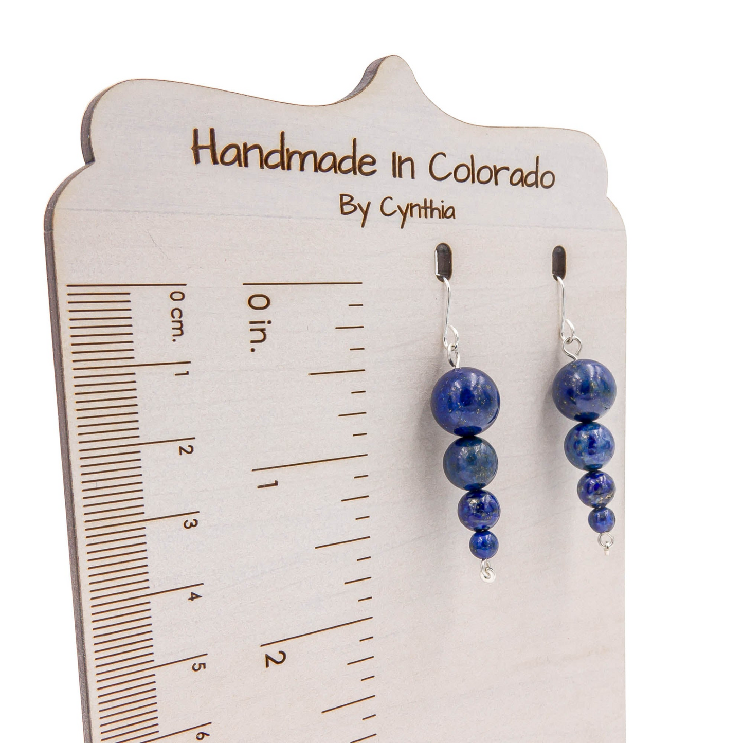Handmade Lapis Lazuli Stacked Pendulums | Sterling Silver Earrings | December Birthstone | Eco-Friendly Jewelry | Hypoallergenic & Nickel-Free | Natural Stone | Wedding Anniversary