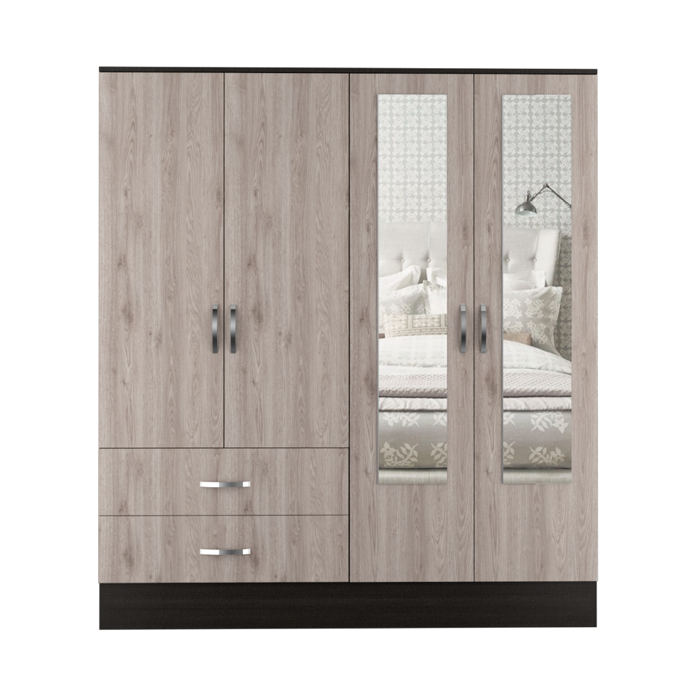 Gangi 160 Armoire, Double Door Cabinet, Two Mirrors, Two Drawers, Rod, Six Shelves - Spacious and Elegant Storage Solution