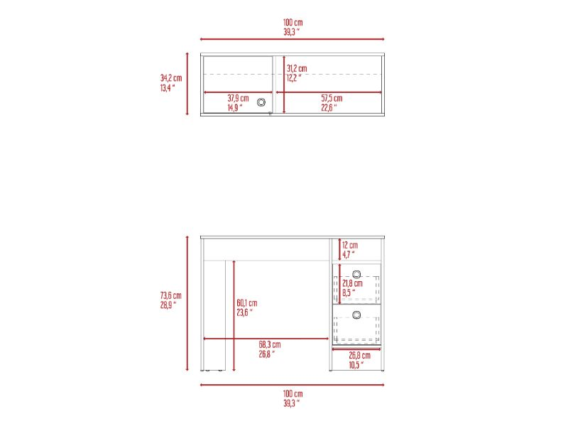 Aramis Office Set, Two Drawers, Wall Cabinet With Single Door