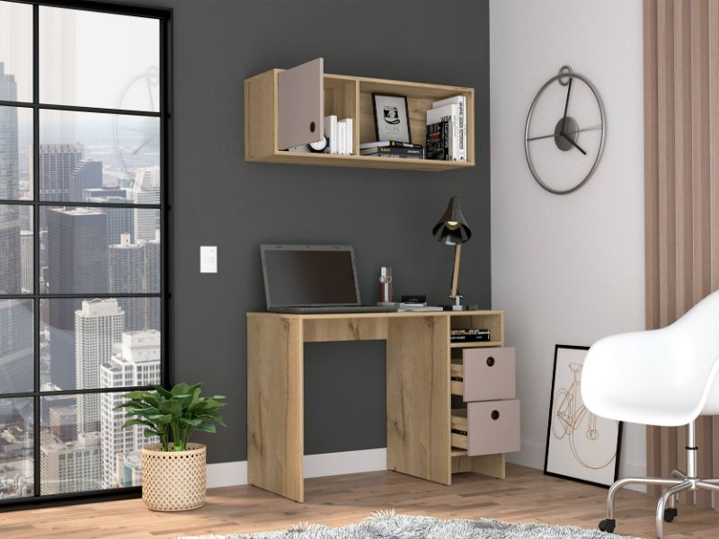 Aramis Office Set, Two Drawers, Wall Cabinet With Single Door