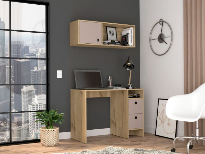 Aramis Office Set, Two Drawers, Wall Cabinet With Single Door