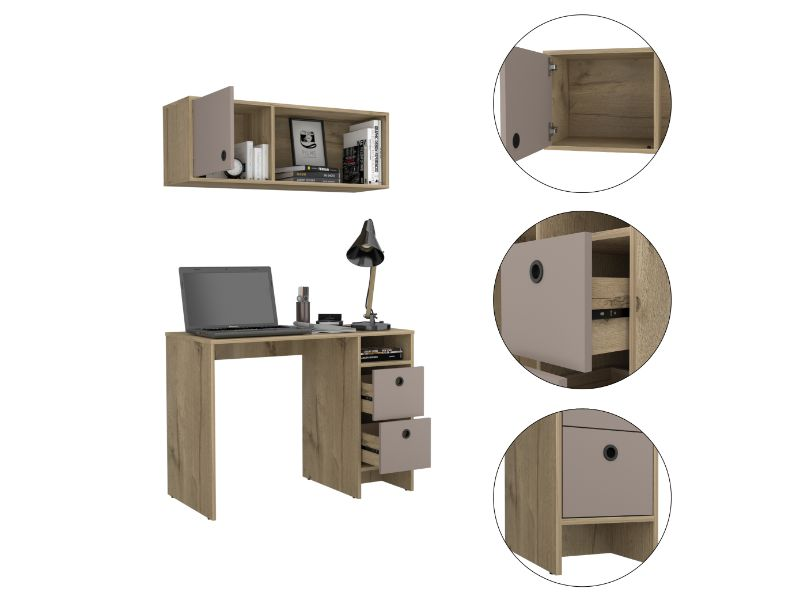 Aramis Office Set, Two Drawers, Wall Cabinet With Single Door