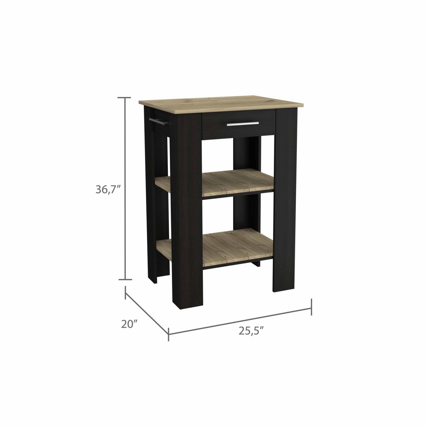 Delos 23 Kitchen Island, Two Shelves, Two Drawers - Functional and Stylish