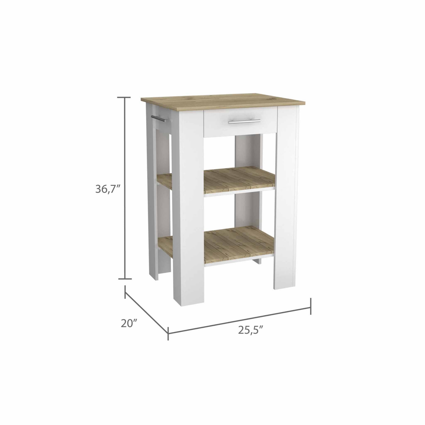 Delos 23 Kitchen Island, Two Shelves, Two Drawers - Functional and Stylish