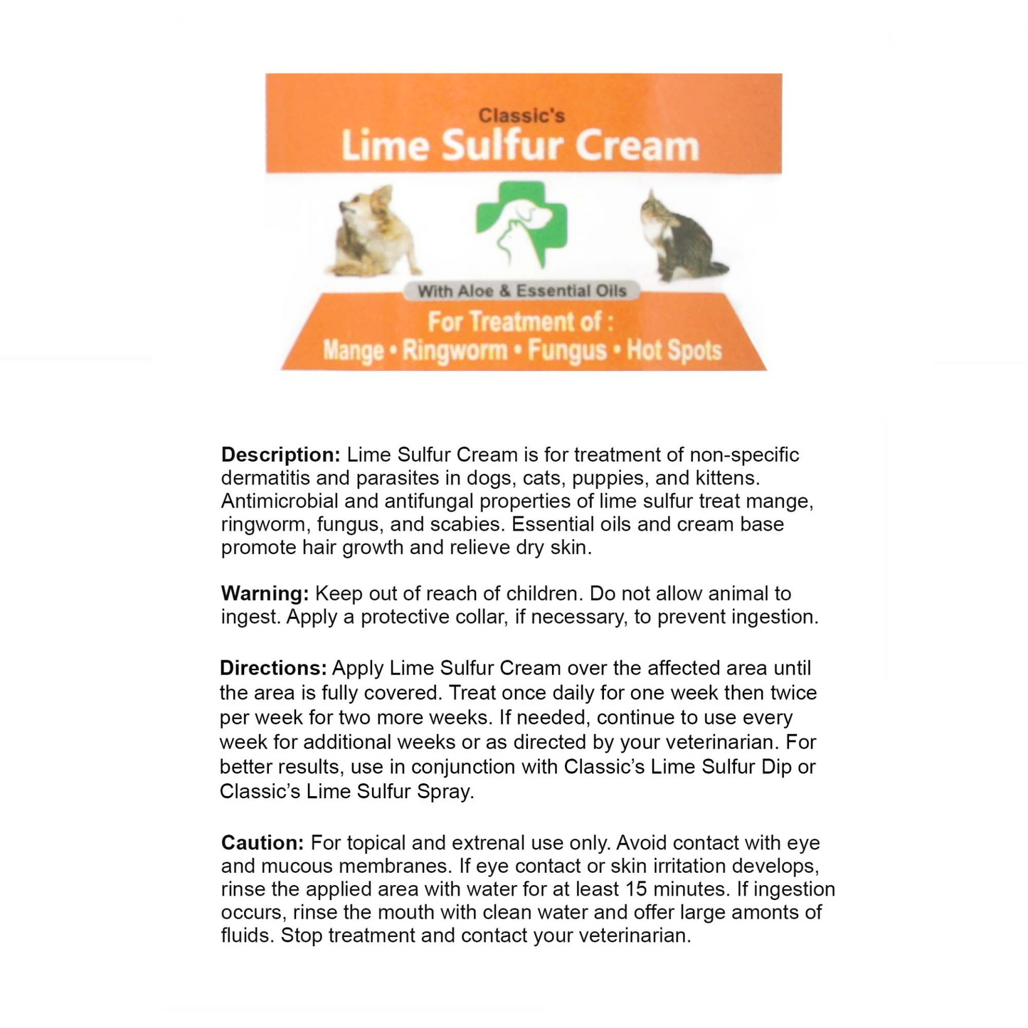 Lime Sulfur Pet Skin Cream and Spray - Effective Relief for Itching and Skin Problems