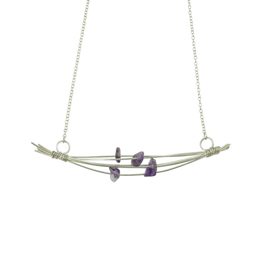 Handmade Amethyst Branches Necklace | Sterling Silver | February Birthstone | Eco-Friendly Jewelry | Hypoallergenic & Nickel-Free | Natural Stone | Wedding Anniversary