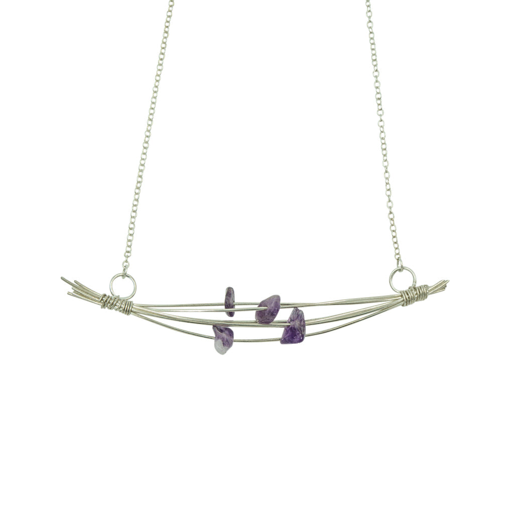 Handmade Amethyst Branches Necklace | Sterling Silver | February Birthstone | Eco-Friendly Jewelry | Hypoallergenic & Nickel-Free | Natural Stone | Wedding Anniversary