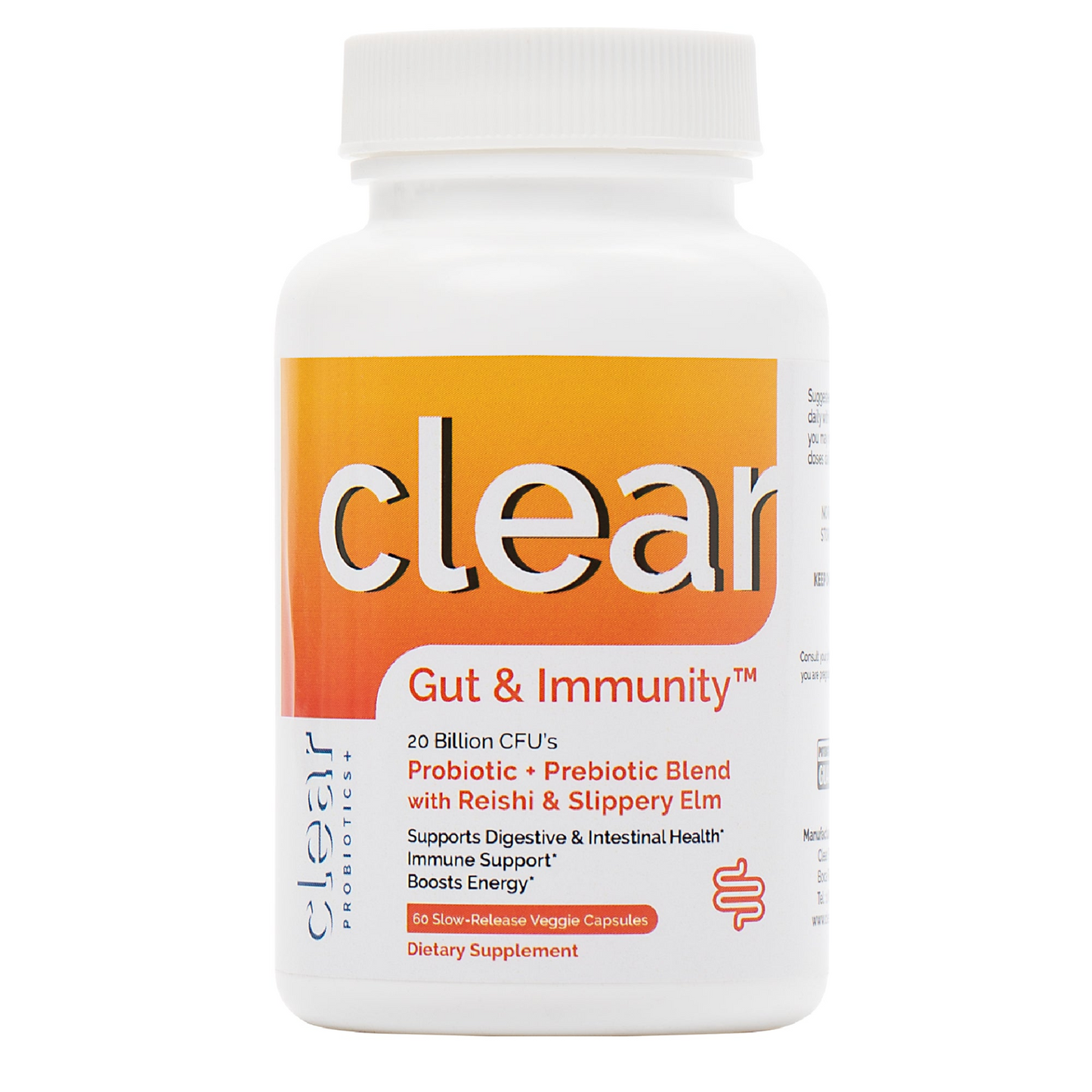 Boost Gut Health and Immunity with Clear Gut & Immunity - Probiotics, Reishi Mushroom, and Slippery Elm