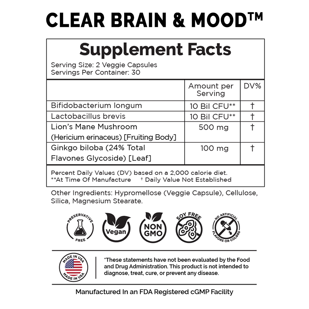 Clear Brain & Mood - Improve Focus, Clarity, and Mood