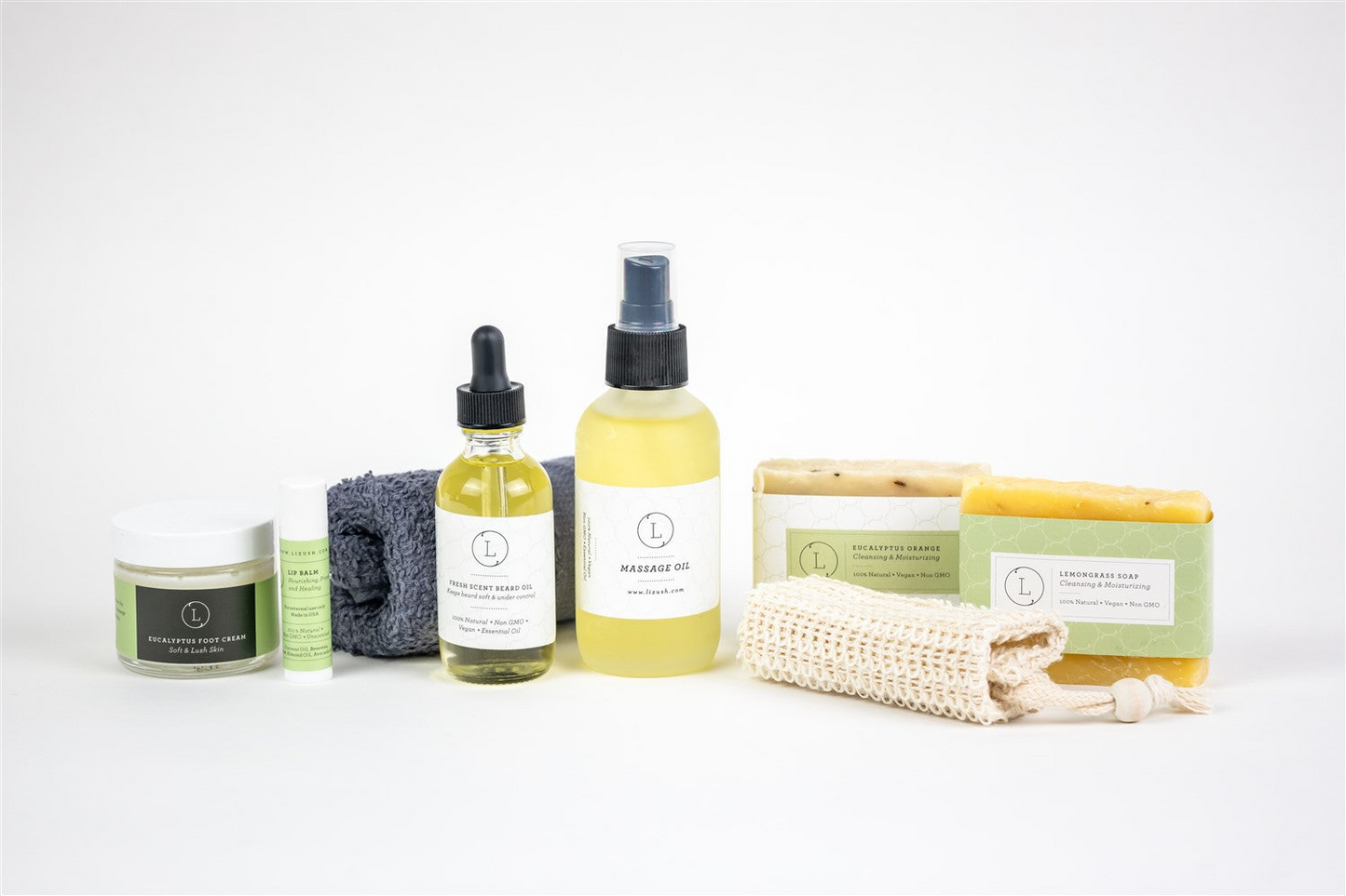 Fresh Earthy Natural Skincare Set - Eucalyptus Bath and Body - Men Grooming Kit/Body Oil