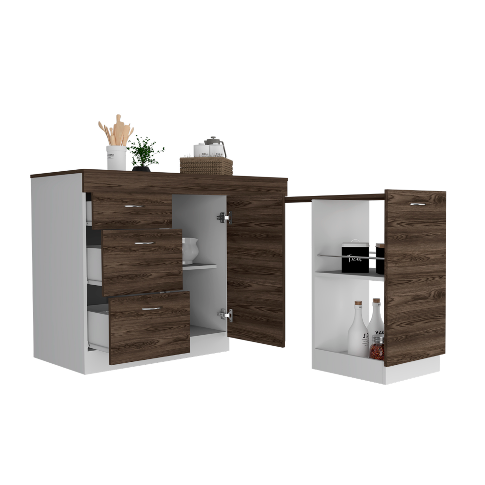 Camp Kitchen Base Cabinet with Three Drawers and Two Interior Shelves