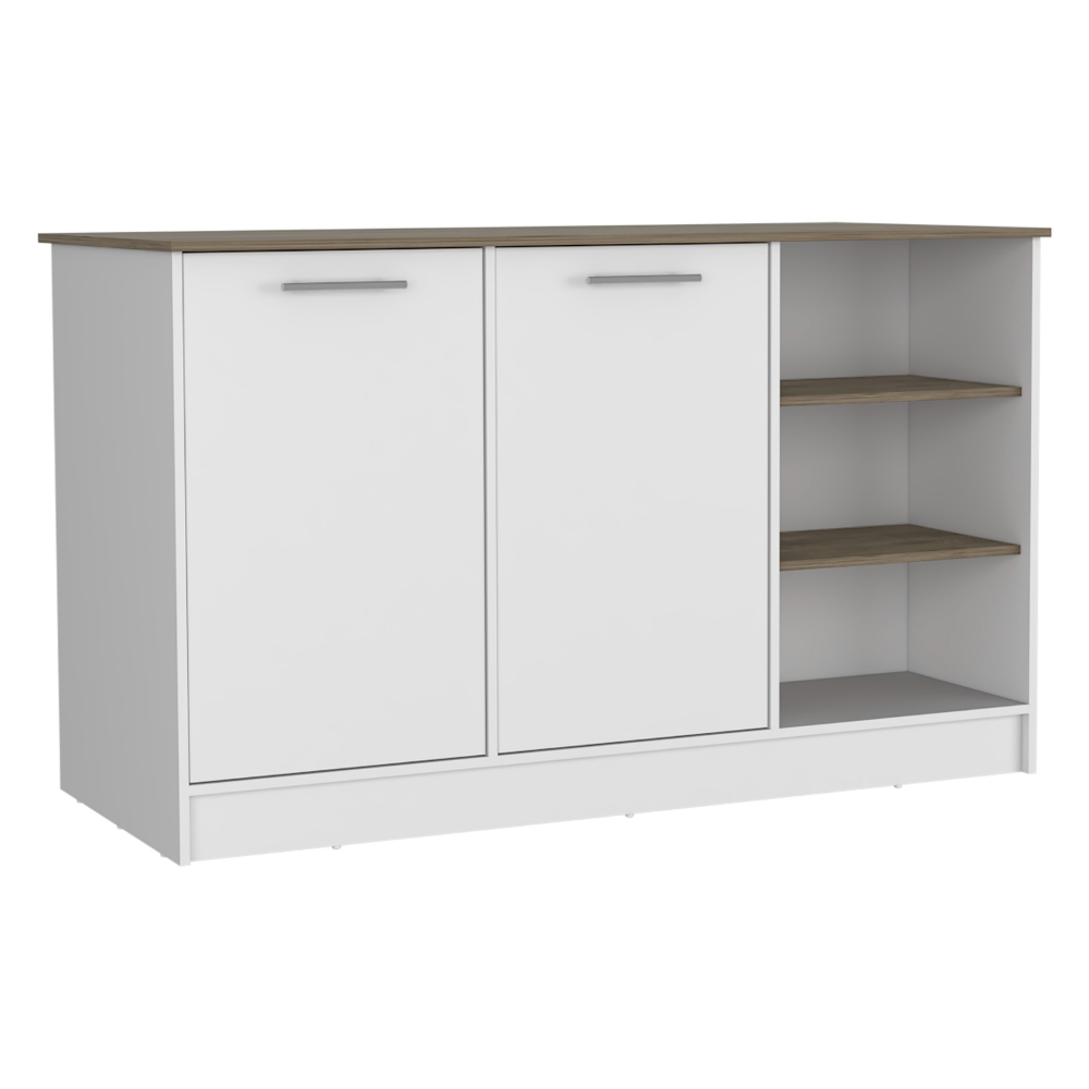 Mars Kitchen Island - Two Cabinets, Three Open Shelves | Organize and Enhance Your Kitchen Space