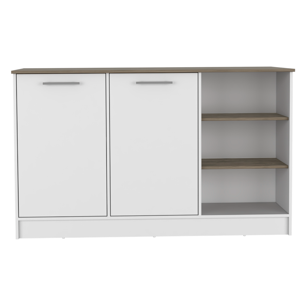 Mars Kitchen Island - Two Cabinets, Three Open Shelves | Organize and Enhance Your Kitchen Space