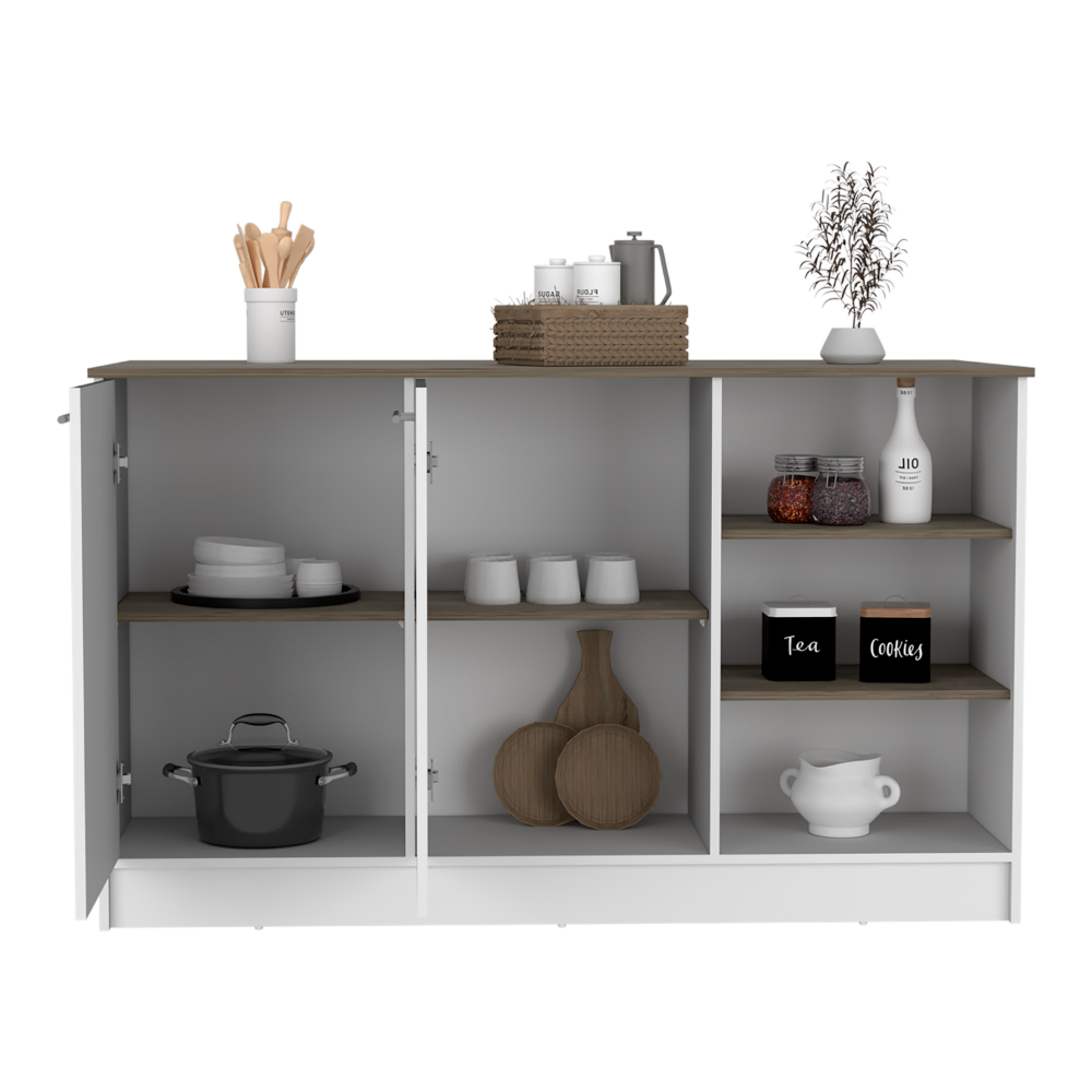 Mars Kitchen Island - Two Cabinets, Three Open Shelves | Organize and Enhance Your Kitchen Space