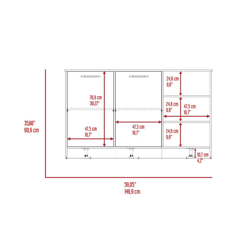 Mars Kitchen Island - Two Cabinets, Three Open Shelves | Organize and Enhance Your Kitchen Space