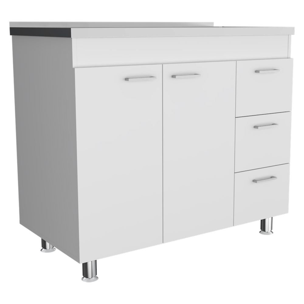 Rushville Base Double Door Cabinet, Three Drawers - Ample Storage for Your Kitchen