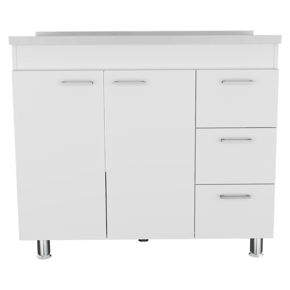 Rushville Base Double Door Cabinet, Three Drawers - Ample Storage for Your Kitchen