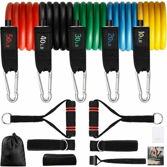 Intey 13-Pcs Resistance Band Home Workout Set - Full-Body Exercise Bands with Protective Sleeve