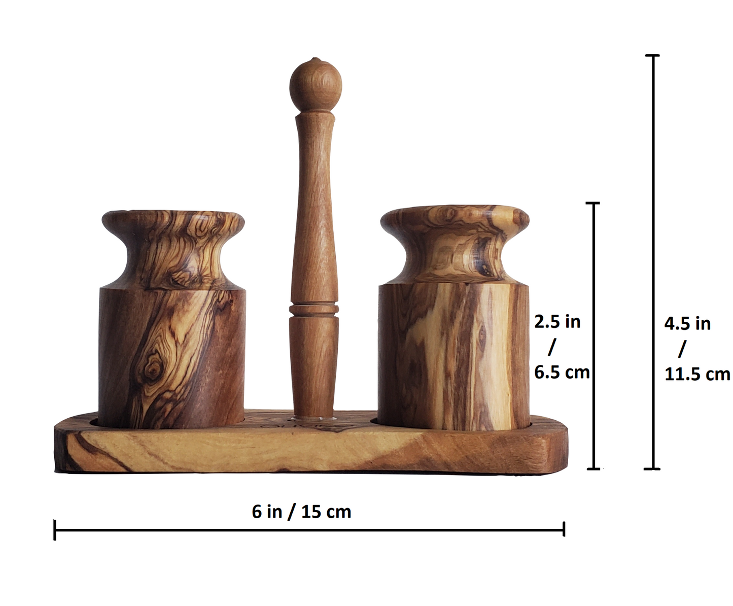 Handmade Olive Wood Salt and Pepper Shaker - Elegant Kitchenware