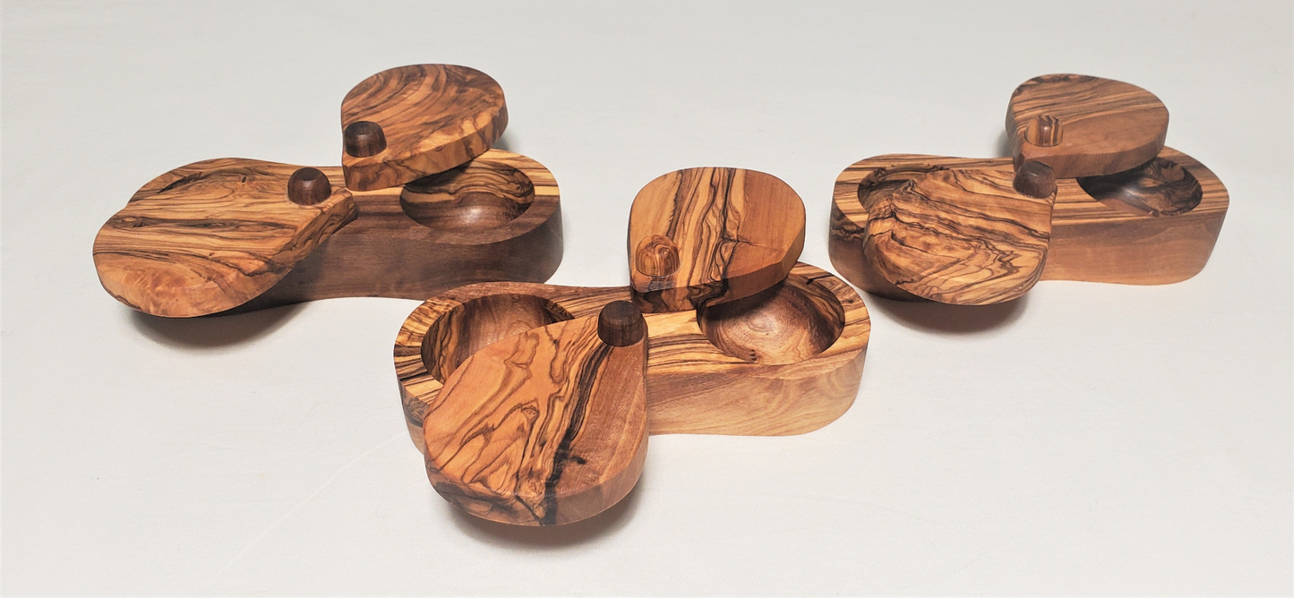 Handmade Olive Wood Salt and Pepper Dispenser - Elegant Kitchenware