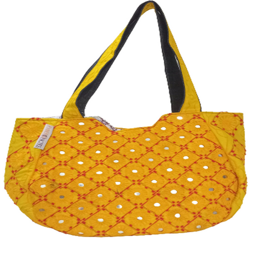 Handmade Antique Moon Yellow Tote Bag - Unique Design & Premium Quality