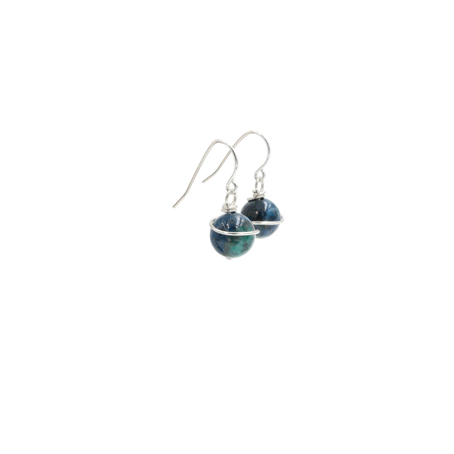 Handmade Azurite | Wrapped Sterling Silver Earrings | Eco-Friendly Jewelry | Hypoallergenic & Nickel-Free | Natural Stone