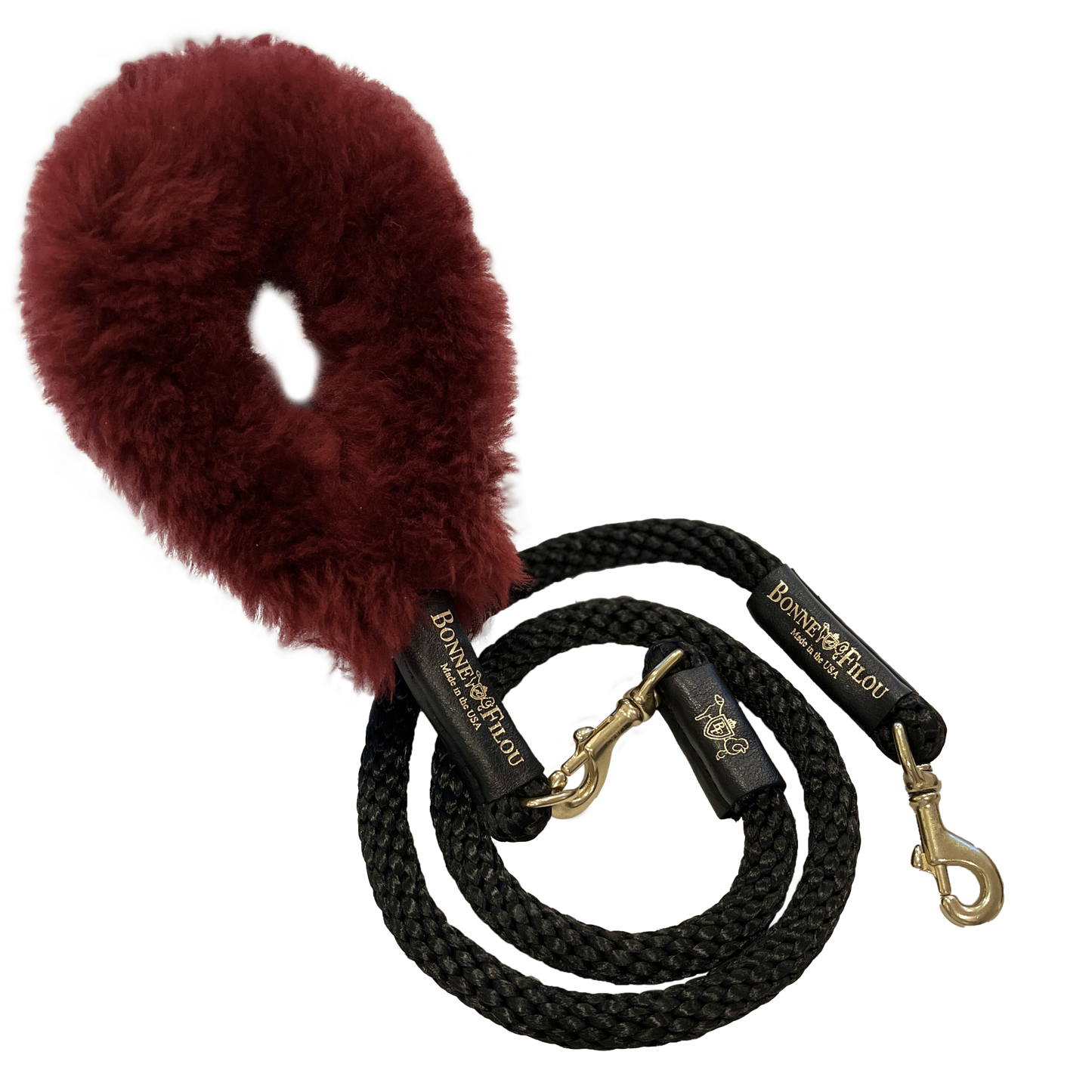 Bundle Shearling Fur Grip + Rope Leash for Dogs - Chic and Functional Dog Walking Accessory