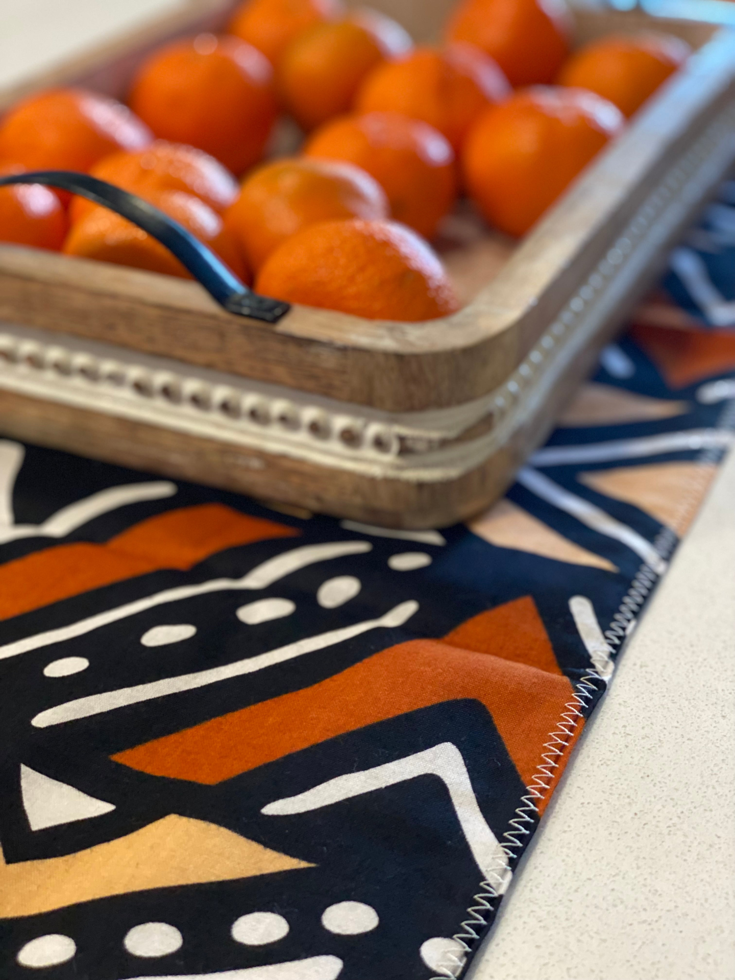 Handmade Coffee Table Runner - Orange Bologan Wax Print | Unique African Design