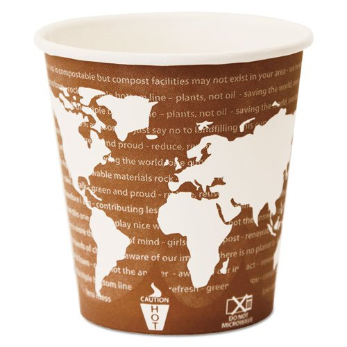 Eco-Products 10 oz World Art Hot Beverage Cups - Leakproof, Plant-Based Resin Lining