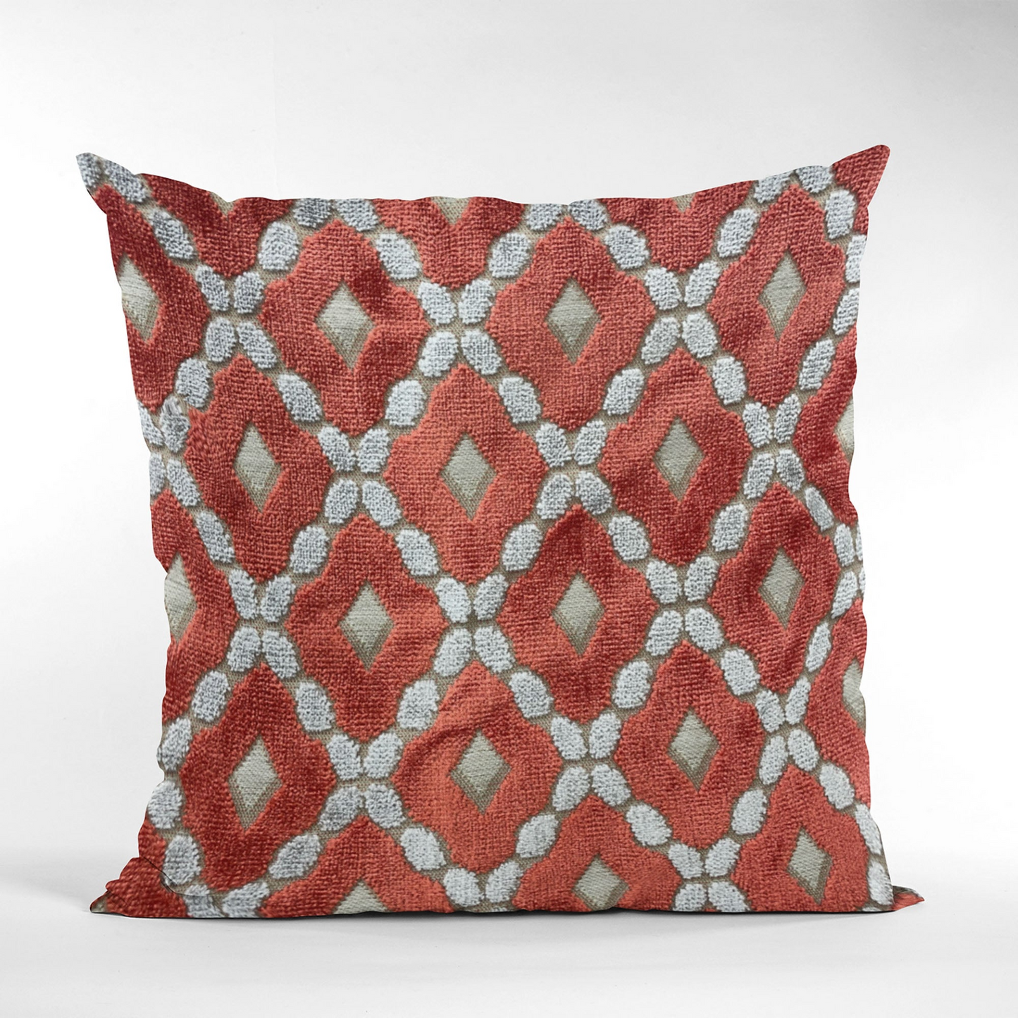 Plutus Velvet Majestic Red, Gray Handmade Luxury Pillow - Double Sided, Invisible Zipper, Hypoallergenic Insert