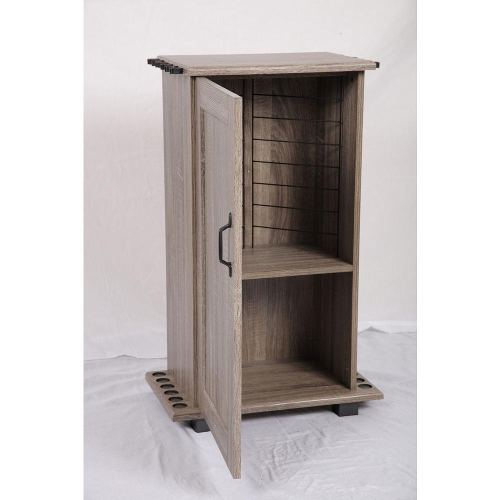 Fishing Storage and Organization Cabinet in Rough Sawn Barnwood Laminate - Keep Your Fishing Gear Neat and Accessible