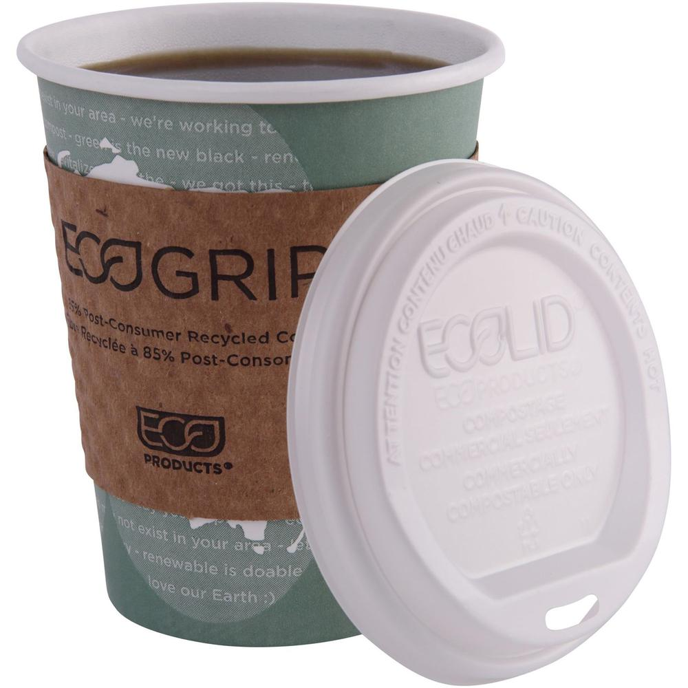 Eco-Products Renewable EcoLid Hot Cup Lids - Polylactic Acid (PLA) - 16 / Carton - White